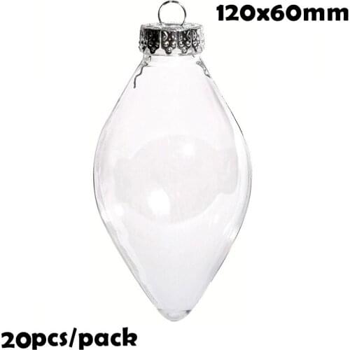 Promotion - 20 Pieces x DIY Paintable/Shatterproof Christmas Decoration Ball Ornament 120*60mm Fillable Plastic Drop