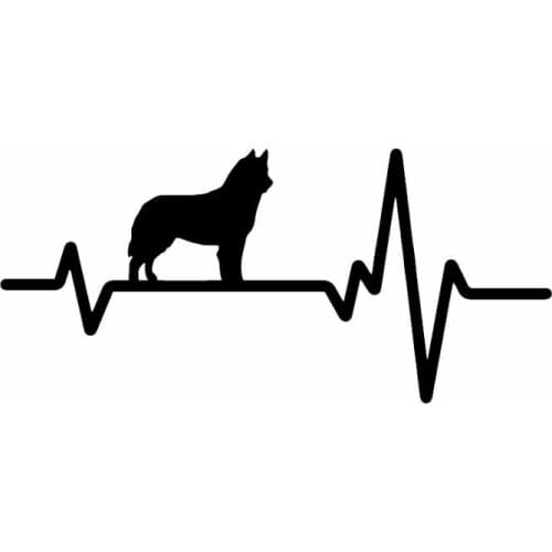 Dawasaru Funny Car Stickers Heartbeat Line Dog Siberian Husky Bulldog PVC Decorative Stickers Creative Black/white,18cm*8cm