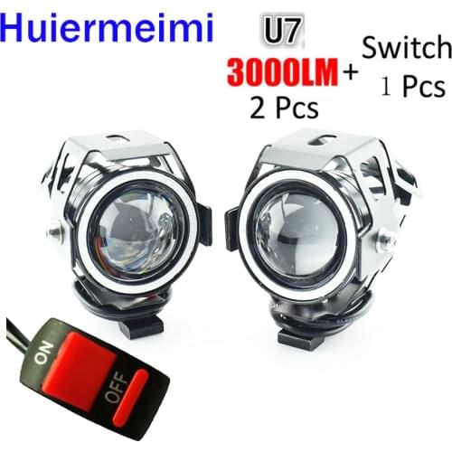 Motorcycle Headlight 3000LM 125W 12V Upper Low Beam Flash U7 LED Driving Moto Fog Spot Head Light Motorbike Auxiliary Lamp DRL