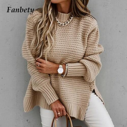 Women Elegant O-Neck Ribbed Knit Sweater Autumn Winter Fashion Solid Long Sleeves Tops 2021 Ladies Fashion Casual Loose Sweaters