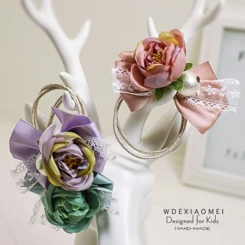 Vintage Flower Lace Hair Rope Elastic HairBand Accessories Girl Women Sweet Floral Pearl Ties Hair Ponytail Holders Rubber Bands