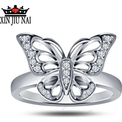 2020 new ins style fashion simple crystal micro inlay carat hollow butterfly diamond ring womens jewelry Valentines Day gift