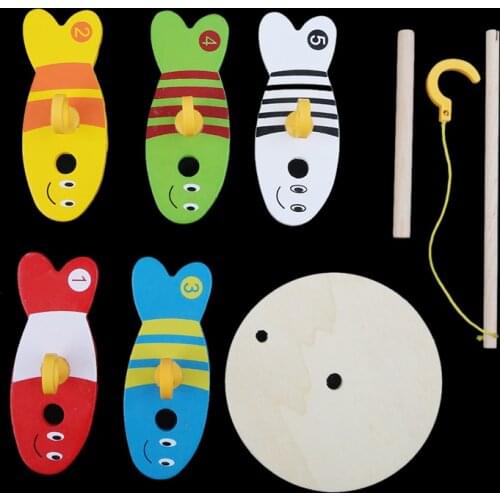 1pc Fishing Toys For Children Digital Fishing Column Wooden Toys Educational Toys Montessori Kids Toys Birthday Gift
