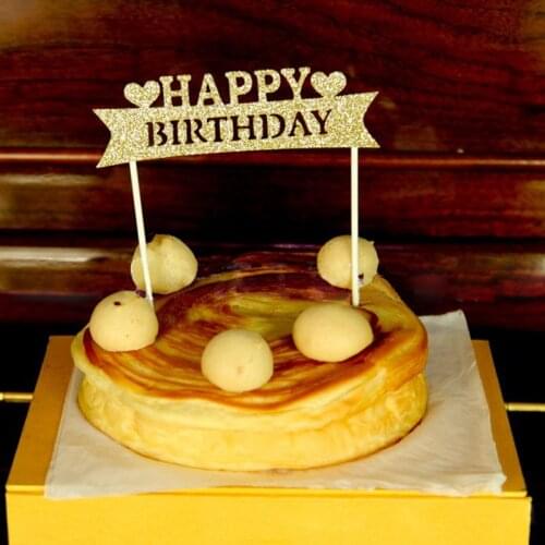 1Pcs Cake Decoration Cake Insertion Card Paper Silver Gold Happy Birthday Kids Favors Wedding Party Supplies Cake Topper Flags