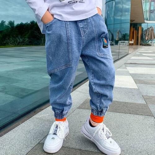 2021 New Kids Boys Jeans Fashion Clothes Classic Pants Denim Clothing Children Baby Boy Casual Bowboy Long Trousers 3-12Y