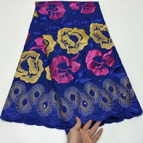 2021 High Quality African Swiss Voile Lace Fabric With Stones Soft Embroidery Dry Voile Lace Materials In Switzerland