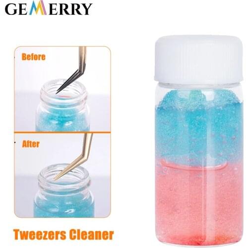 30ml Eyelash Tweezer Cleaner Liquid Beauty Eyelash Tweezers Special Cleaner with Sponge Eyelash Tool Cleaner Quickly Remove Glue