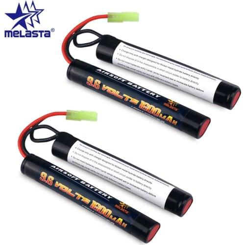 Melasta 2Pack 8S 2/3A 9.6v 1600mAh Butterfly NunChuck NIMH Battery Pack with Mini Tamiya Connector for Airsoft Guns ICS CA TM JG