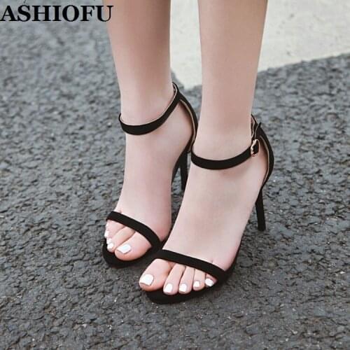 ASHIOFU Handmade Ladies High Heels Sandals Real Photos Daily Wear Party Summer Shoes Simple Style Evening Fashion Sandals Shoes