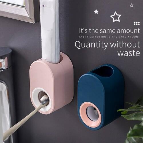 Automatic Toothpaste Squeezer Toothpaste Holder Set Dispenser Wall-Mount Stand Rolling Bathroom Accessories Toilet Punch Free