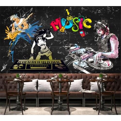 Beibehang Customized Wallpaper 3D Mural Nordic Simple Retro Personality Music Bar KTV Background Wall Decoration Painting