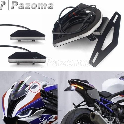 Front Mirror Block Off LED Turn Signal Light and Rear Plates LED Tail Fender Eliminator for BMW S1000RR 2020
