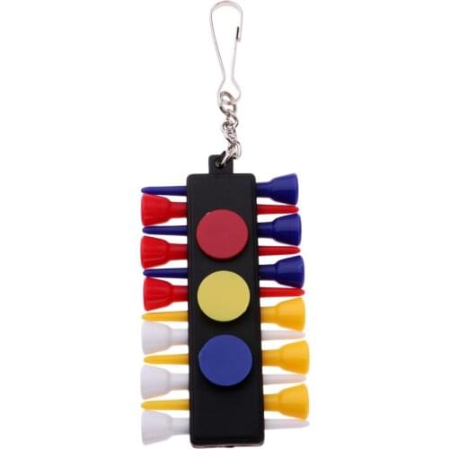 Golf tee keeper keychain with 12 tees + 3 ball markers durable and practical