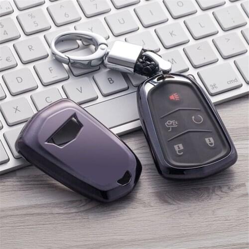New Soft TPU Key Cover Case for Cadillac Escalade SRX CT6 V STS ATS CTS XT5 ELR DTS ESV Key Fob Ring Chain Accessories