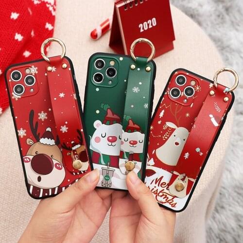 For Huawei Honor 10 Lite 20 10i 20i 8X Y9 Y7 Y6 Prime 2019 P40 P30 P20 Lite E Pro P smart 2021 Christmas Wrist Strap Holder Case