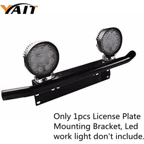 Black Bull Bar Front Bumper License Plate Mount Bracket Holder Offroad Light Bar