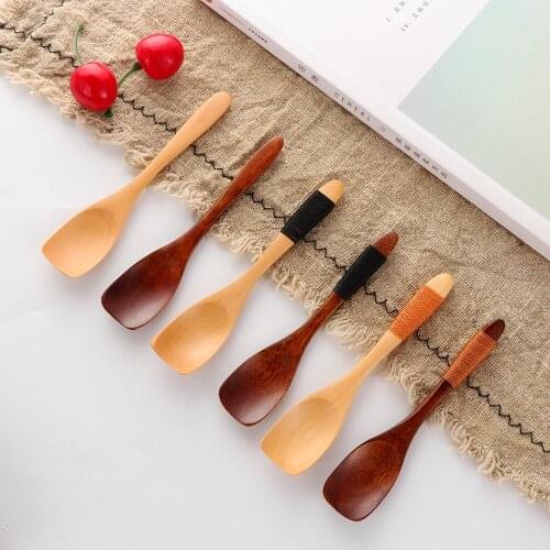 Wood Rice Soup Dessert Spoon Traditional Wooden Spoons Large Long Handled Spoon Kids Spoon Coffee Tea Mixing Tableware Kitchen