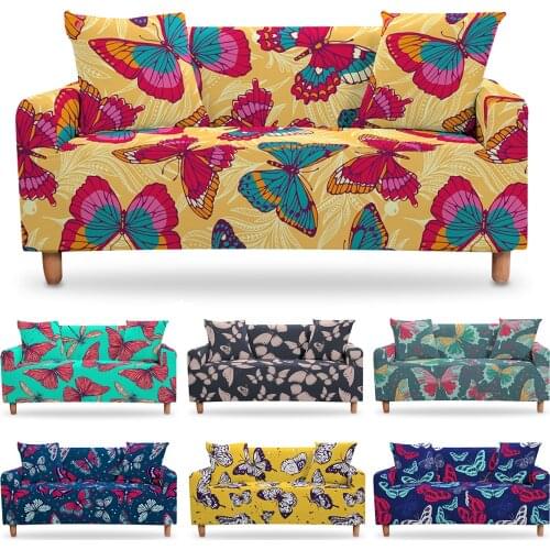 Stretch Butterfly Sofa Slipcover Elastic Sofa Covers For Living Room Modern Sectional Corner Sofa Chair Couch Cover 1/2/3/4-seat