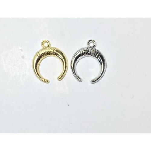 Eruifa Hot sell 20pcs 15mm Ox Horn Zinc alloy Women charms Wholesales necklace,earring bracelet jewelry DIY handmade 2 colors