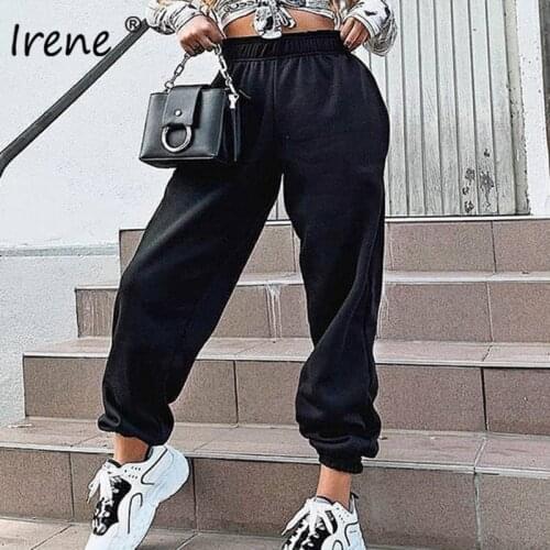 Irene Women Black Sport Pants 2020 Autumn Winter Fashion Korean High Waist Sweatpants Loose Casual Jogger Streetwear Trousers