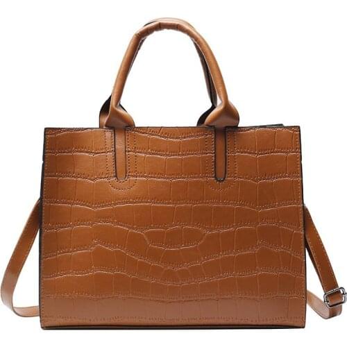 Stone Pattern PU Leather Tote Hand Bags for Women 2021 New Luxury Handbags High Quality Designer Bag Female Shoulder Purses