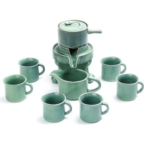 Chinese Gongfu Tea Gift Set Service Automatic Handmade Stone-Mill Design ceramic Tea Pot 6 Cups Home Office Decor