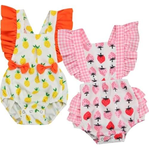 0-24M Baby Romper Newborn Baby Girl Summer Clothes Cute Baby Ruffle Fruit printed Jumpsuits Toddler Playsuit Clothes