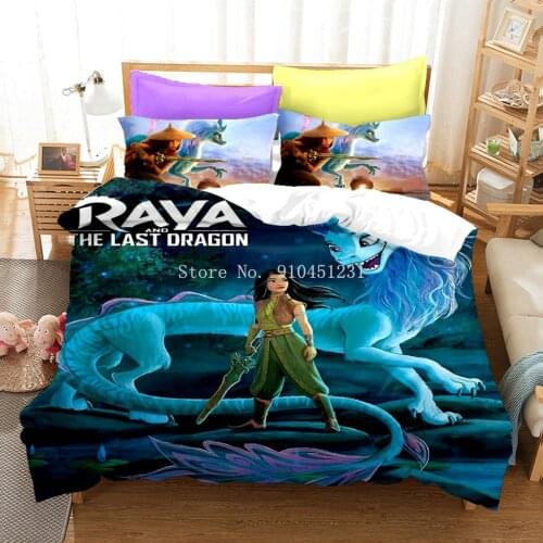 Raya and The Last Dragon Bedding Sets 3D Disney Series Soft Comforter Duvet Cover Pillowcases Queen King size Boy Gift Bed Sets