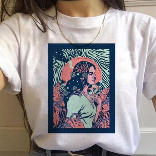 Lana Del Rey Ulzzang Womens Summer T-shirt Basic O-Neck T-shirt Ladies Design Print T-shirt Beautiful Korean T-shirt Women