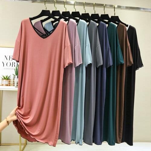 Summer dress women new modal beauty back dresses Korean loose simple v-neck short sleeve casual sleep dress home dress