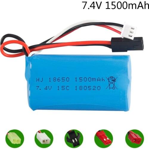 7.4V 1500mAh Lipo battery SM Plug 2S For Udi U12A Syma S033g Q1 H100 H101 H102 H103 18650 15C Lipo battery 2s RC Boat Battery