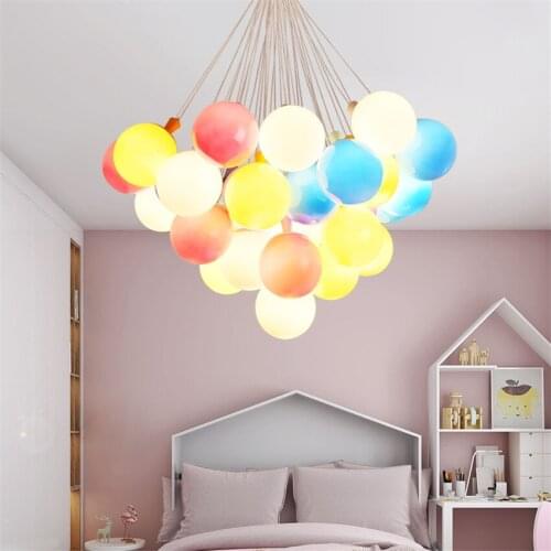 Nordic color balloon chandeliers lights childrens bedroom Acrylic lamps boys girls living room romantic hanging lights lighting