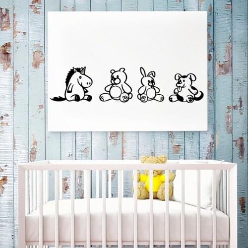 Cute animals Wall sticker Pony bear bunny puppy for kdis baby room bedroom background decoration Decals Removable Mural Stickers