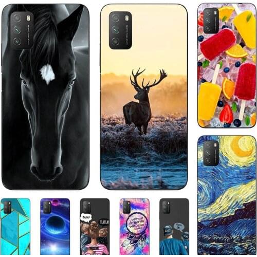 Fashion Bumper Cute Case For Xiaomi POCO M3 6.53" Redmi 9T Case Soft Silicone Cat Horse Flower Cover Back Shell