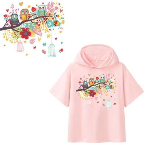 Owl Patch Iron on Patches for Clothing Heat Transfer Stripe Stickers on Cloth for T-shirt DIY Applique Thermal Transfer Vinyl G