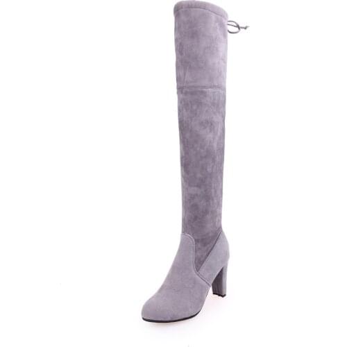Autumn New Long Boots Over The Knee Boots Pointed Matte Leather Thick with High Heel Boots Winter Boots Women Womens Shoes