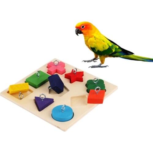Pet Educational Toys Birds Parrot Interactive Training Colorful Wooden Block DIY Toy Accessories