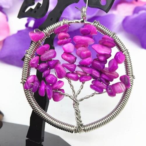 Charming rose red shell beads round wire winding 50mm pendant reiki pendulum energy amulet numen health elegant jewelry B3045