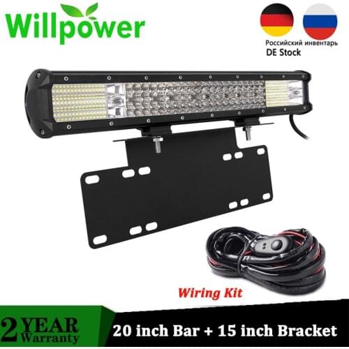 Willpower Work-Light Offroad LED 20 inch 510w Light Bar, License Plate Bracket Bull Bar for Car Truck Tractor 4x4 12V 24V