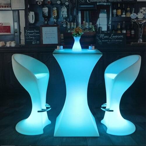 Rechargeable LED illuminated Cocktail Table Waterproof Glowing Led Bar Table Lighted Up Coffee Table Bar KTV Disco Party Supply