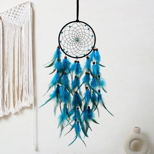 Blue Feather Wind Chimes Pendant Creativity Festivals Dream Catcher Decorative Wedding Birthday Wishes Gifts Room Decor Crafts