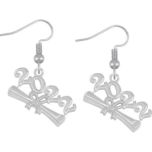 Simple metal carving 2021 graduation diploma pendant earrings student school gift souvenir jewelry eardrop