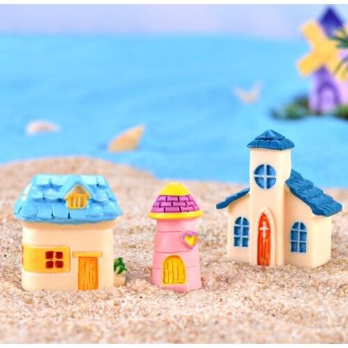 Fairy Garden Miniature Resin House Church Micro Landscape Bonsai Ornament Decor