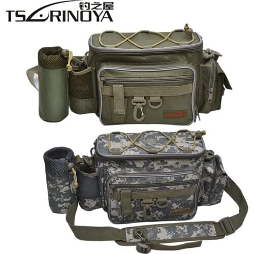 TSURINOYA Large Capacity Fishing Bag 27x10x20cm Multi-function 600D Nylon Waterproof Outdoor Waist Shoulder Bag Fishing Tackle