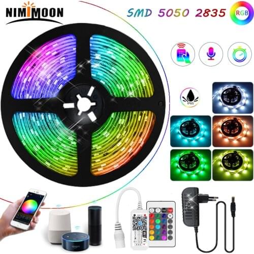 5M 10M 15M LED Strip Light RGB 2835 5050 Waterproof Wifi Controller DC12V Flexible Ribbon Diode IR Sets Tira For Room Decoration