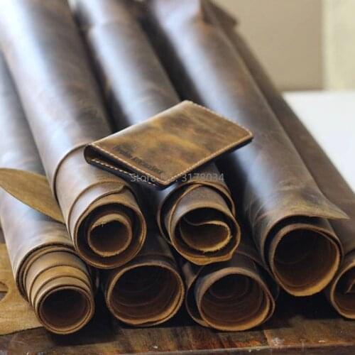 Dark Orange Natural Cow Skin Leather Crazy Horse Leather Color Genuine Leather for Diy Leather Craft for Belt Wallet Bag Shoes