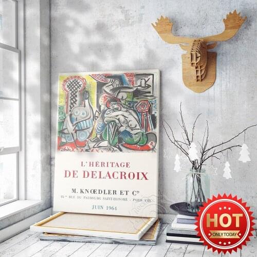 Pablo Picasso Abstact Vintage Oil Painting Poster, Picasso L'Heritage De Delacroix Exhibition Prints, Gallery Decor Wall Picture
