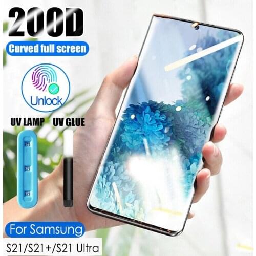 S21 Ultra UV Glass Protector+UV Full Glue Screen Tempered Glass For Samsung galaxy S21 Plus S21 Ultra 5G Cover Curved Edge Film