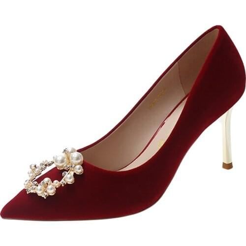 Sapatos femininos salto alto bombas stilettos outono primavera saltos femininos deslizamento em couro de patente nu vermelho