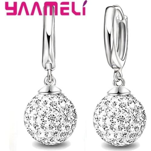 New Fashion Super Shiny Colorful Cubic Zirconia Earrings Jewelry For Women Girls Present 925 Sterling Silver Crystal